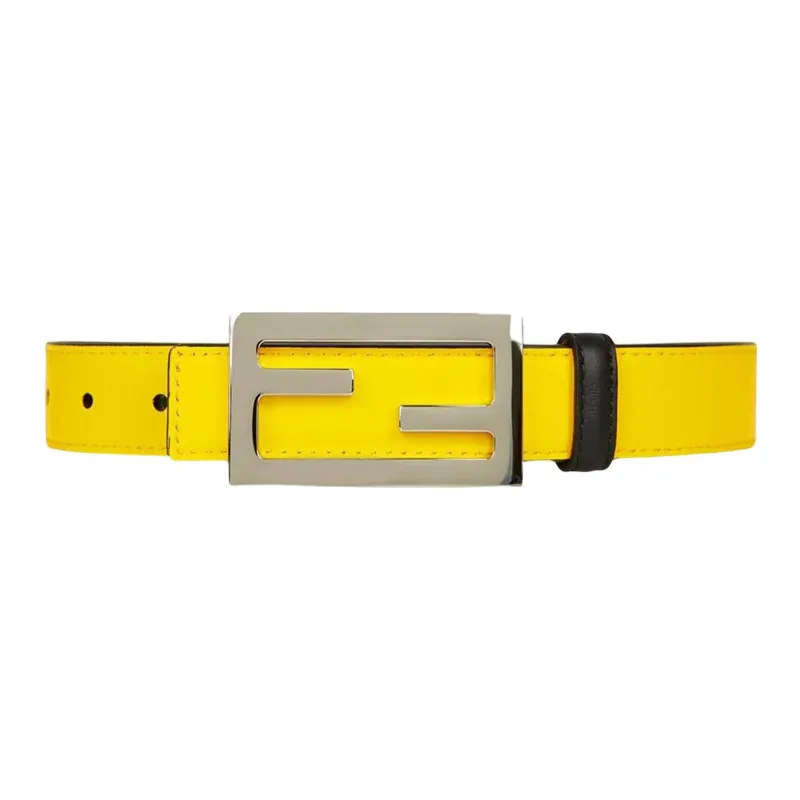 FENDI Leather Belts Unisex Black/Yellow-1