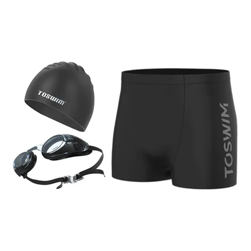 TOSWIM Swimming Sets Elastane Polyester Pool Men's S M L XL 2XL 3XL 4XL Black