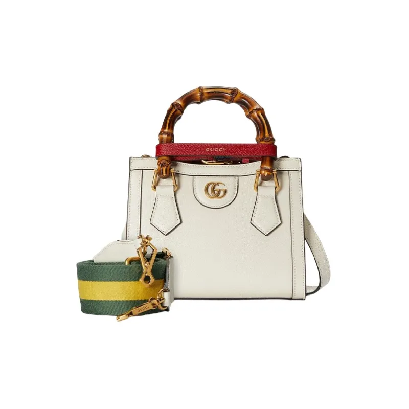 GUCCI Diana Leather Tote Bag, Shopping Bag, Handbag Mini Women's Ecru-1