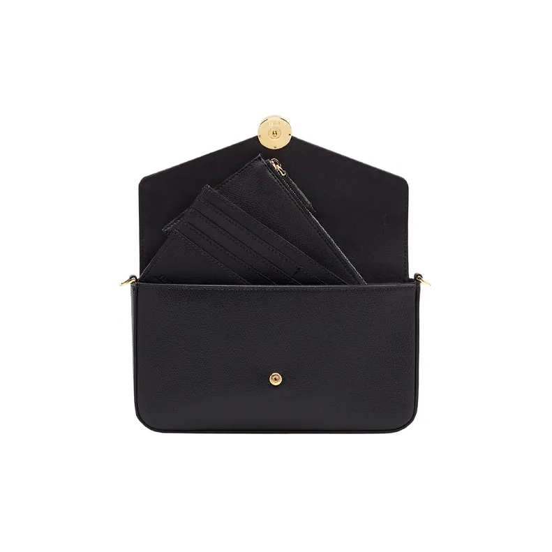 FENDI Calfskin Envelope Bag Shoulder Bag Crossbody Bag Mini Women's Black-4
