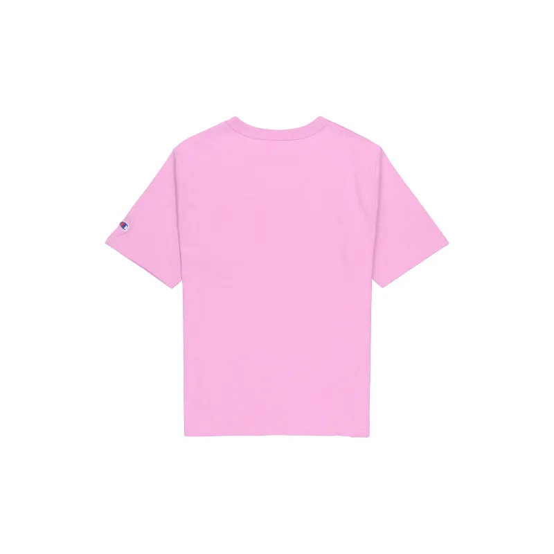 Champion Crew Neck Loose Fit Straight Short Sleeved T Shirt US Version Unisex Pink-1
