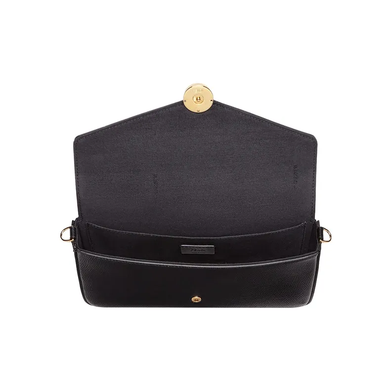 FENDI Calfskin Envelope Bag Shoulder Bag Crossbody Bag Mini Women's Black-3