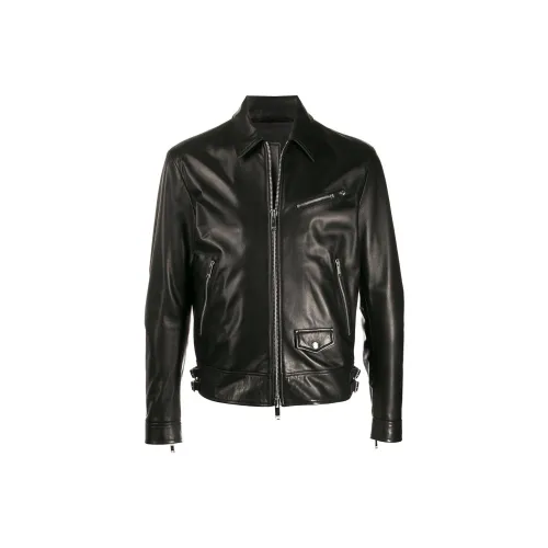 Valentino Leather Jackets Men Black