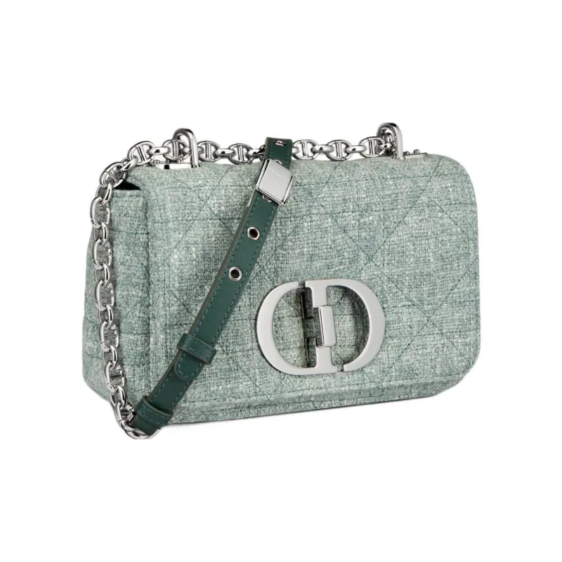 DIOR Caro Linen Crossbody Bag Trumpets Women's Green-1