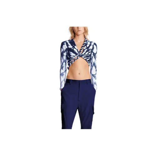 DION LEE Crop Tops Women's Blue/White