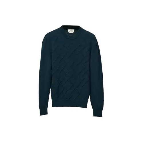 HERMES Cashmere Sweaters Men Dark Blue