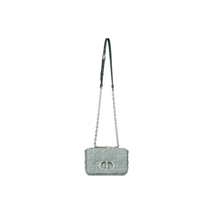 DIOR Caro Linen Crossbody Bag Trumpets Women's Green-3