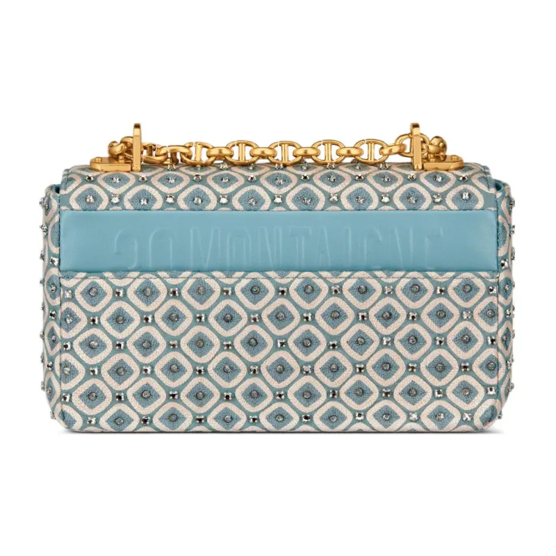 DIOR Caro Embroidery Crossbody Bag Small Size Women's Sky Blue-2