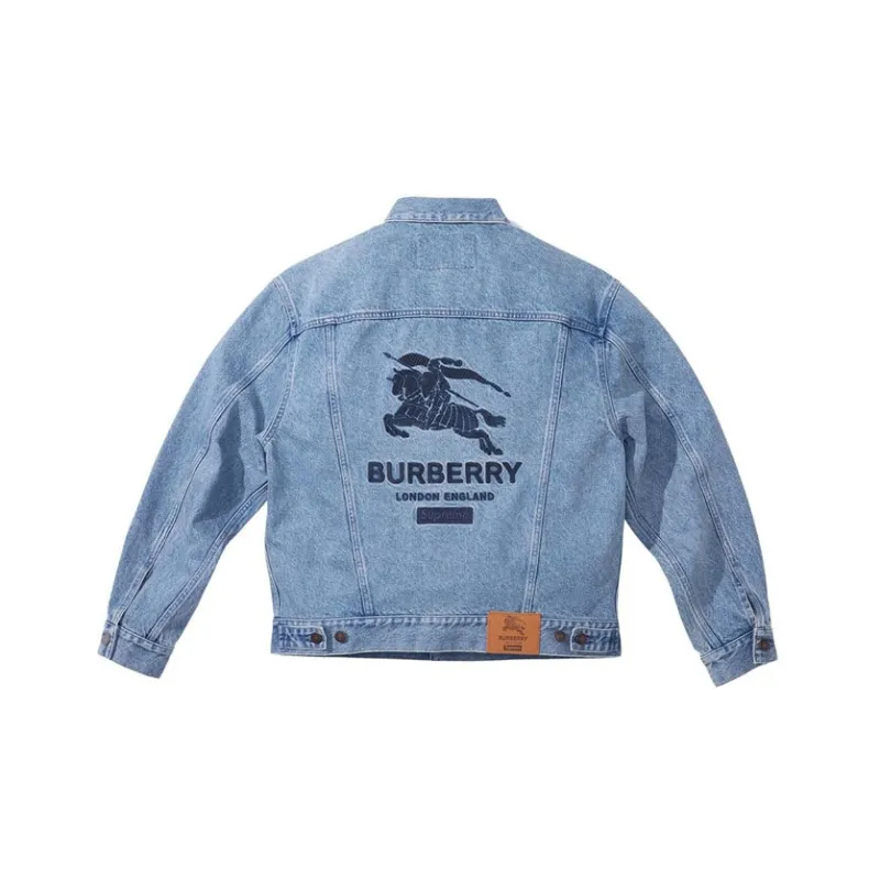 Supreme Burberry Denim Trucker Jacket-1