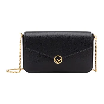 FENDI Calfskin Envelope Bag Shoulder Bag Crossbody Bag Mini Women's Black