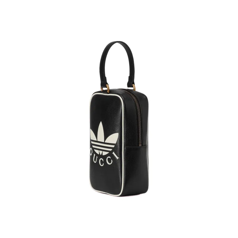 GUCCI Adidas, Collaboration Leather Small Square Bag Handbag Mini Men's Black-1