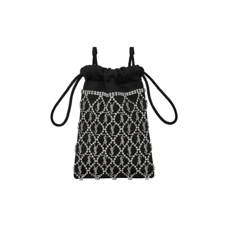SAINT LAURENT LE MONOGRAMME Fabric Crossbody Bag Regular Women's Black-0