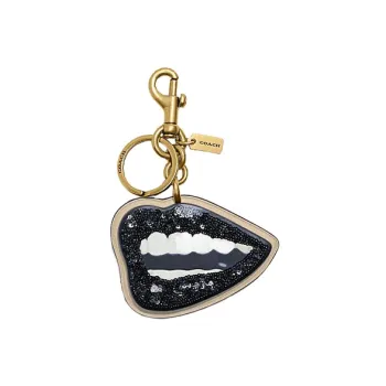 COACH Tom Wesselmann Artist Collaboration Bag Charm Cow Leather Bag Accessory Women's Brass Hardware & Black