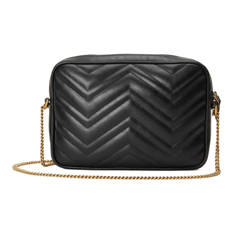 GUCCI GG Marmont Leather Shoulder Bag, Crossbody Bag Mini Women's Black/Pink/White-3