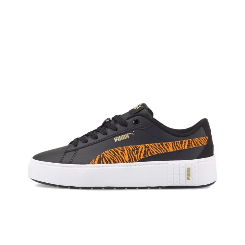 PUMA Platform Skateboard Shoes Women's Low-Top Black/White/Orange