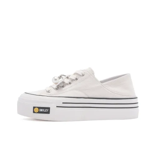 SMILEY Canvas Shoes Women's Low-Top Beige