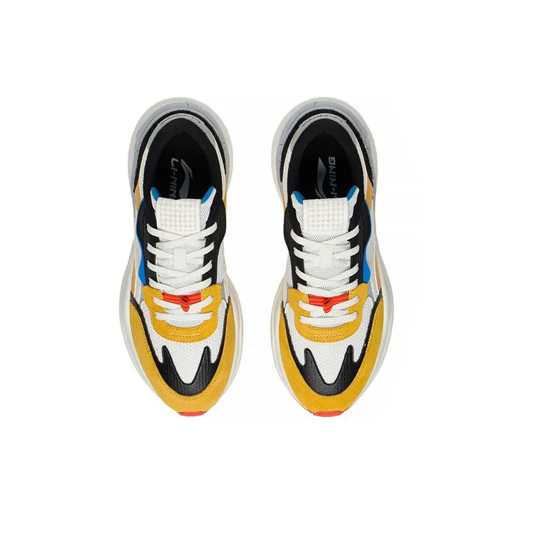 LiNing Origin CF Tracing Cushioning Anti-Slip And Wear-Resistant Low-Top Sports Casual Shoes Men's Yellow White-3