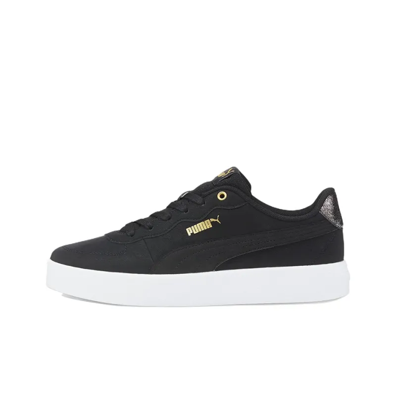 PUMA Skye Clean Raw Metallic Anti-Slip And Wear-Resistant Lightweight Low-Top Skateboard Shoes Women's Black White-0