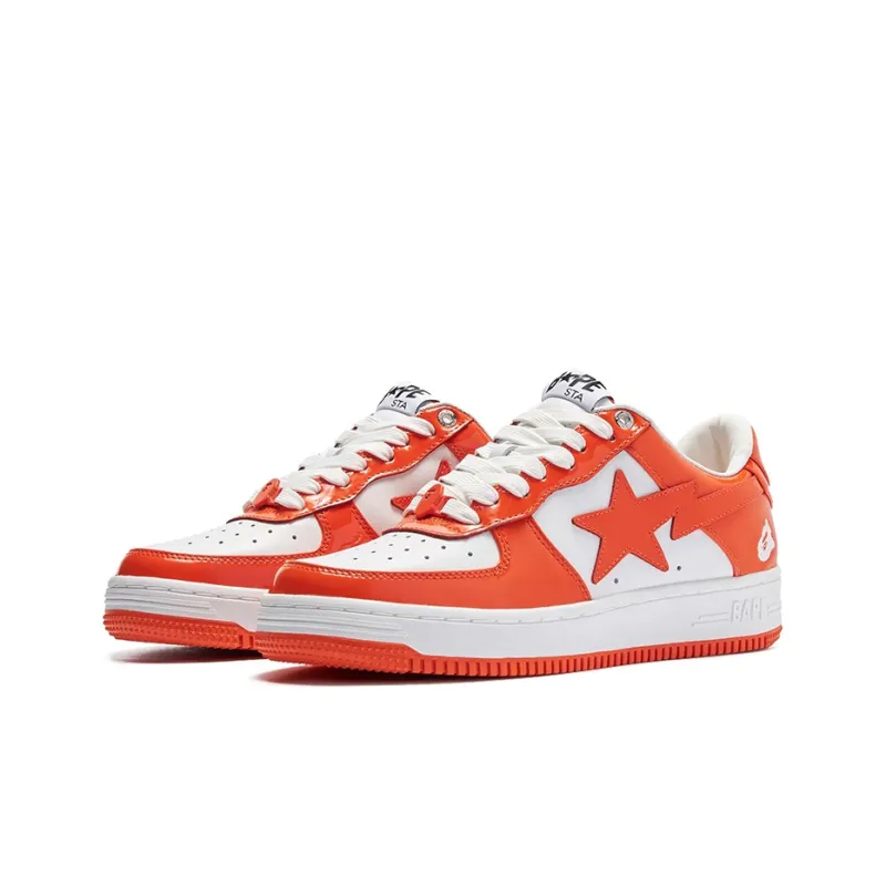 A BATHING APE Bape Sta Patent Leather Orange White-1