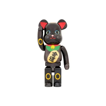 BE@RBRICK Maneki Neko Gold Luck Black Plated