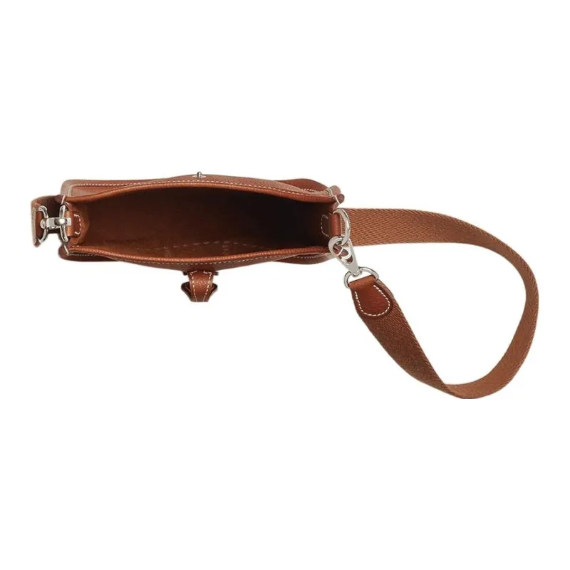 HERMES Evelyne Leather Saddle Bag, Shoulder Bag, Crossbody Bag Mini Women's Gold Brown-2