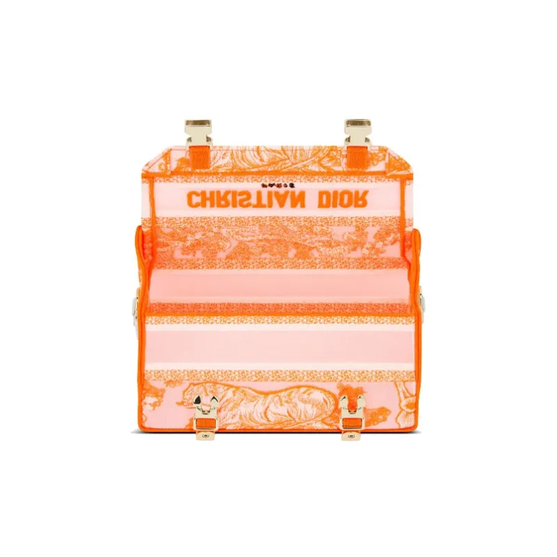 DIOR DiorCamp Canvas Canvas Bag Messenger Bag Shoulder Bag Crossbody Bag Small Size Neon Orange-2