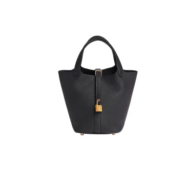 HERMES Picotin Lock Clemence Bullock Leather Basket Bag Handbag Bucket Bag Women's 3Y Caban Dark Blue