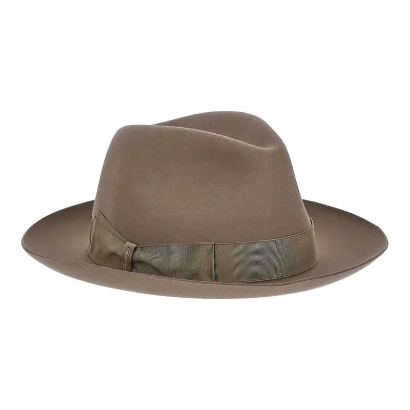 Borsalino Ribbon-Trimmed Wide-Brim Fedora Hat-0
