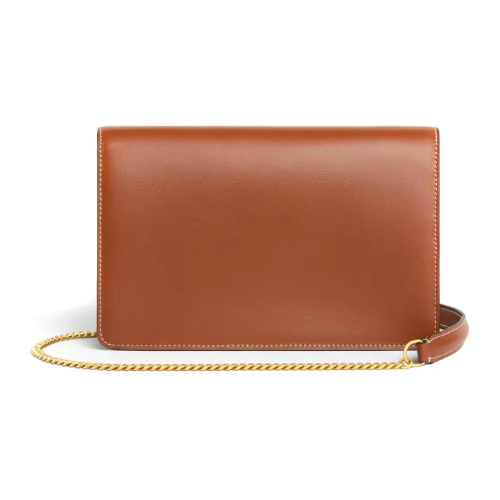 CELINE Triomphe Arc De Triomphe Calfskin Envelope Bag Shoulder Bag Crossbody Bag Mini Women's Yellow Brown-3