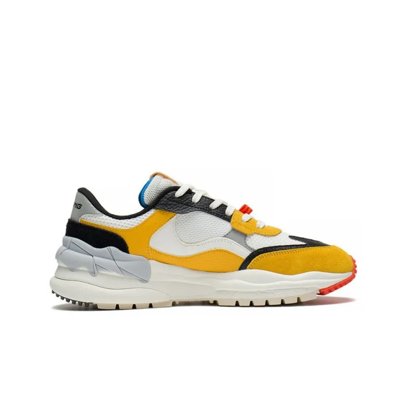 LiNing Origin CF Tracing Cushioning Anti-Slip And Wear-Resistant Low-Top Sports Casual Shoes Men's Yellow White-1