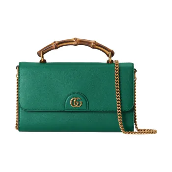 GUCCI Diana Leather Handbag Shoulder Bag Crossbody Bag Small Size Women's Green