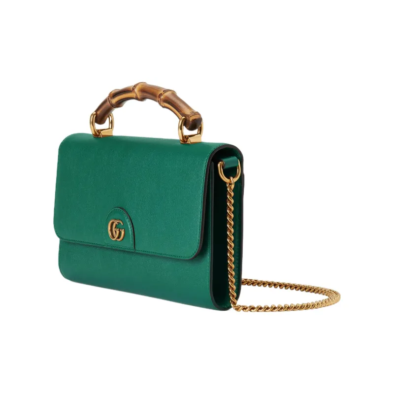 GUCCI Diana Leather Handbag Shoulder Bag Crossbody Bag Small Size Women's Green-1