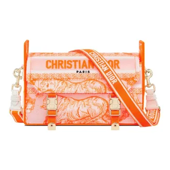 DIOR DiorCamp Canvas Canvas Bag Messenger Bag Shoulder Bag Crossbody Bag Small Size Neon Orange