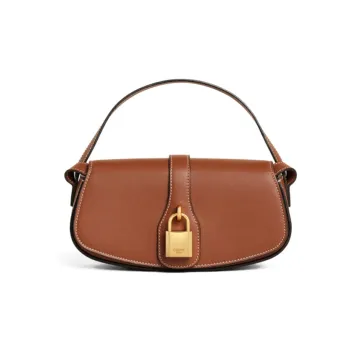 CELINE Smooth Cow Leather One Shoulder Handbag Crossbody Bag Mini Women's Tawny