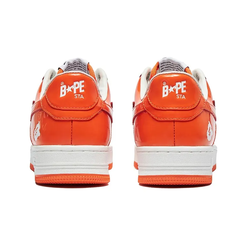 A BATHING APE STA Stylish Skateboarding Shoes Women's White Orange-3