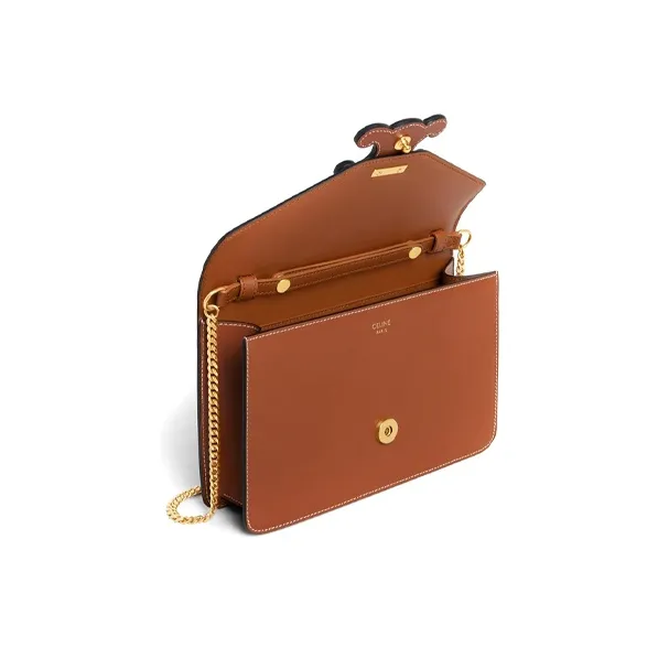 CELINE Triomphe Arc De Triomphe Calfskin Envelope Bag Shoulder Bag Crossbody Bag Mini Women's Yellow Brown-2
