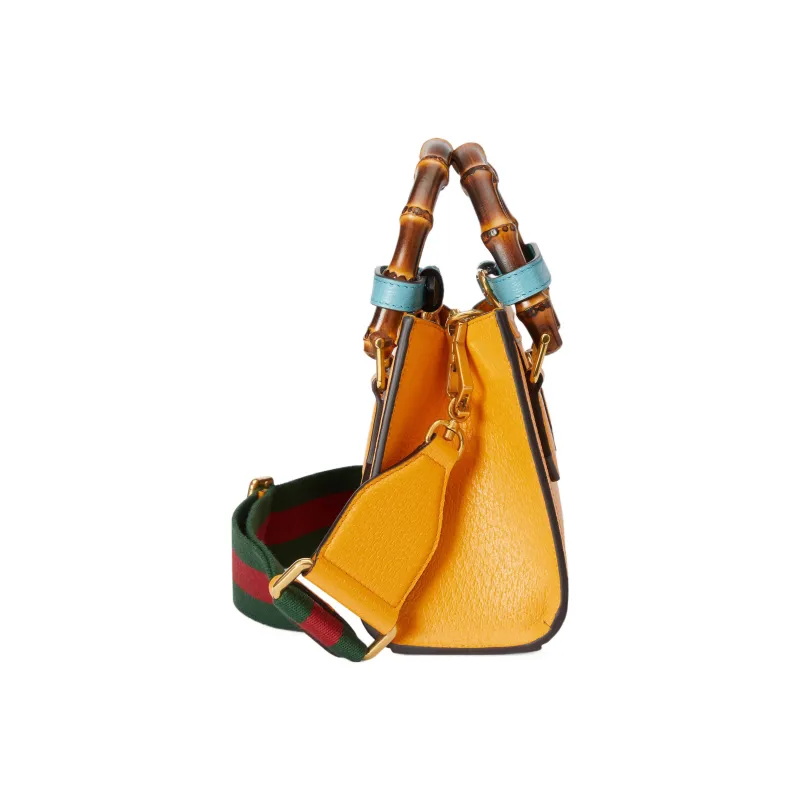 GUCCI Diana Leather Tote Bag Shopping Bag Handbag Mini Women's Orange-5