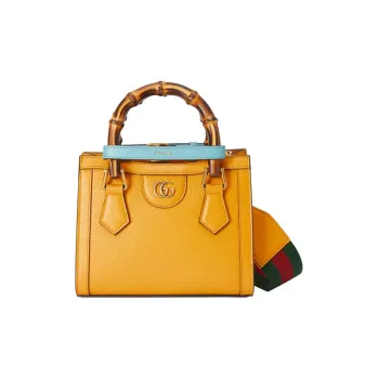 GUCCI Diana Leather Tote Bag Shopping Bag Handbag Mini Women's Orange