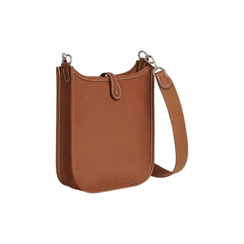 HERMES Evelyne Leather Saddle Bag, Shoulder Bag, Crossbody Bag Mini Women's Gold Brown-1