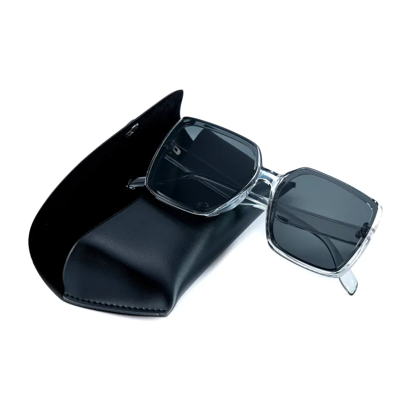ENFANTIN Sunglasses Unisex Transparent Gray Frame With Gray Black Lens-4