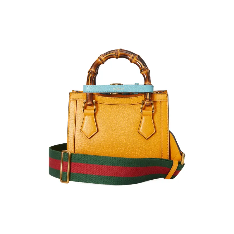 GUCCI Diana Leather Tote Bag Shopping Bag Handbag Mini Women's Orange-4