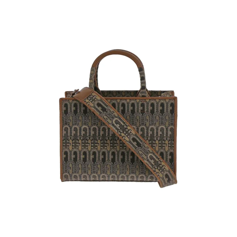 Furla Leather Tote Bag Shopping Bag Handbag Women's Yellow Brown-0