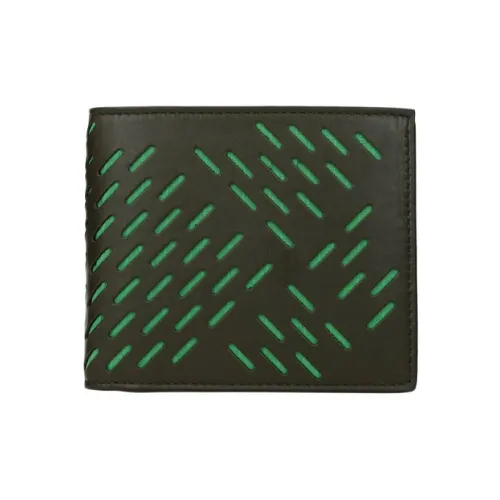 Bottega Veneta Calfskin Card Holder, Wallet Men's Army Green/Black