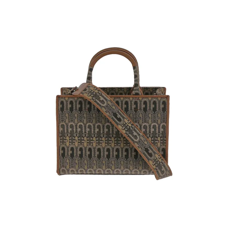 Furla Leather Tote Bag Shopping Bag Handbag Women's Yellow Brown-2