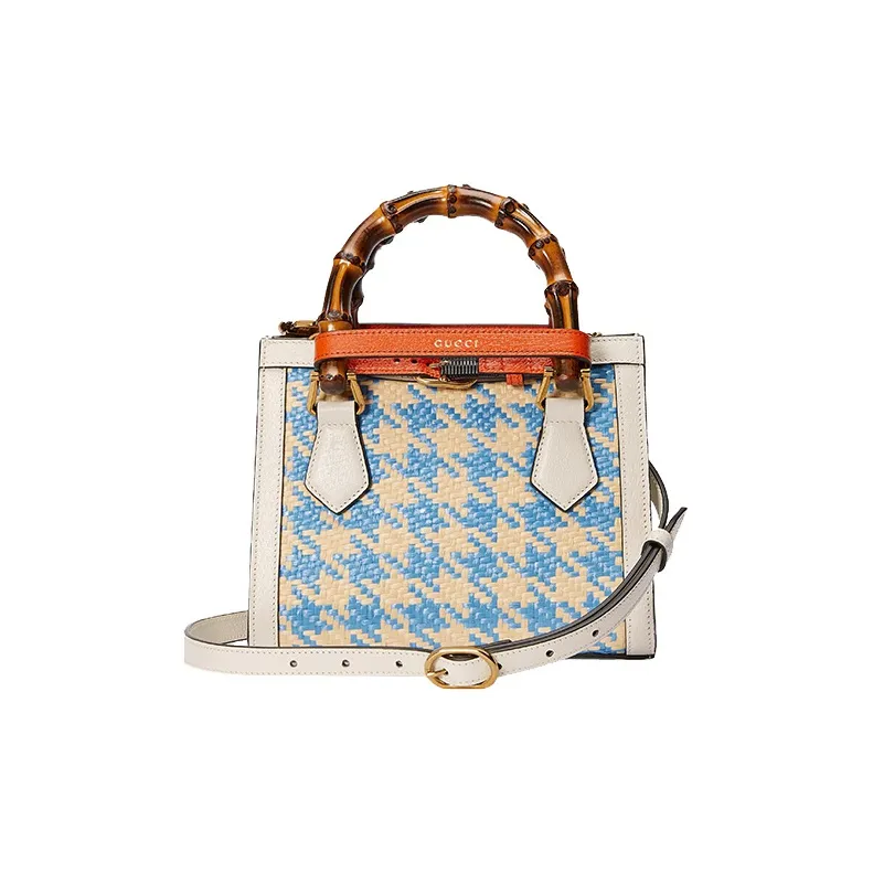 GUCCI Diana Leather Tote Tote Pack Handbag Mini Women's Blue/Ecru-3