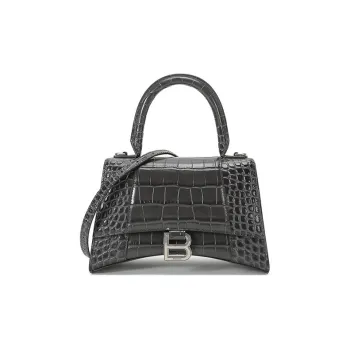 Balenciaga Hourglass Cow Leather Shoulder Bag, Crossbody Bag, Handbag Trumpets Women's Dark Gray