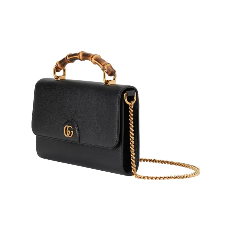 GUCCI Diana Leather Small Square Bag Handbag Shoulder Bag Crossbody Bag Small Size Women's Black-1