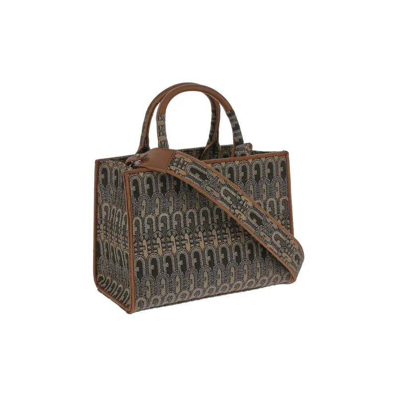 Furla Leather Tote Bag Shopping Bag Handbag Women's Yellow Brown-1