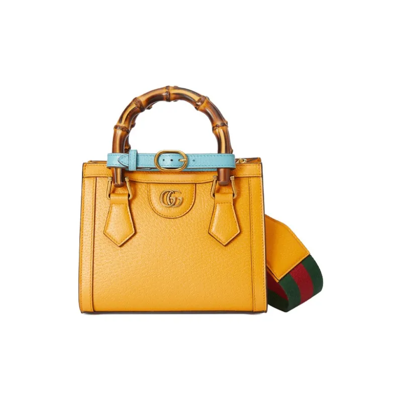 GUCCI Diana Leather Tote Bag Shopping Bag Handbag Mini Women's Orange-2
