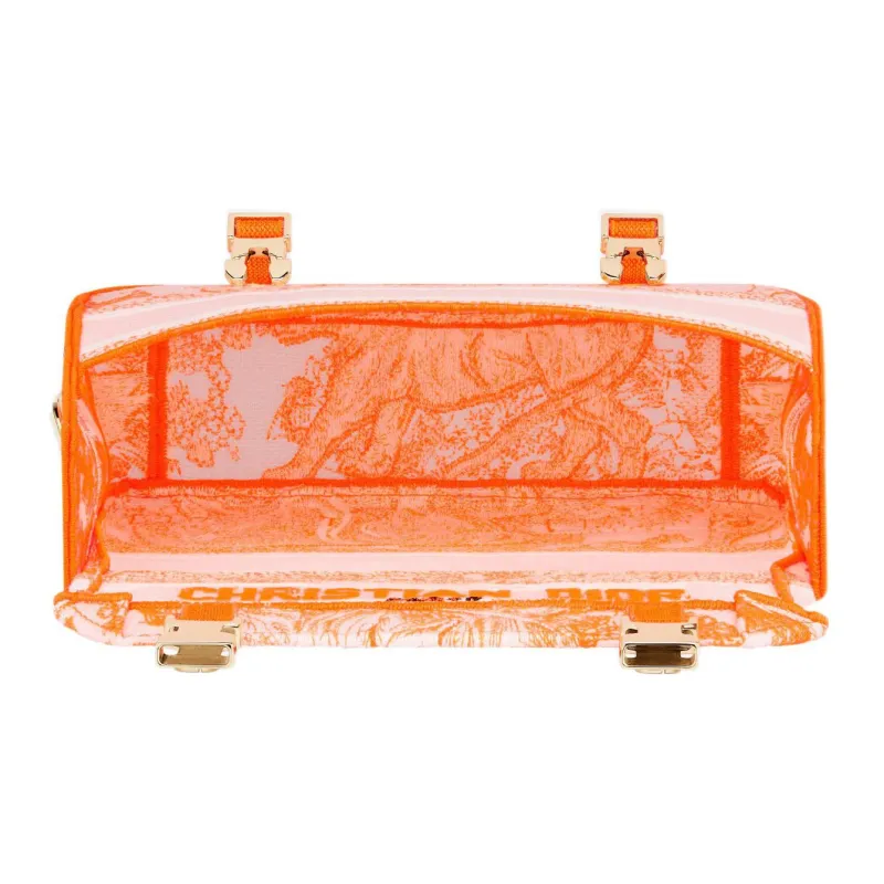 DIOR DiorCamp Canvas Canvas Bag Messenger Bag Shoulder Bag Crossbody Bag Small Size Neon Orange-4